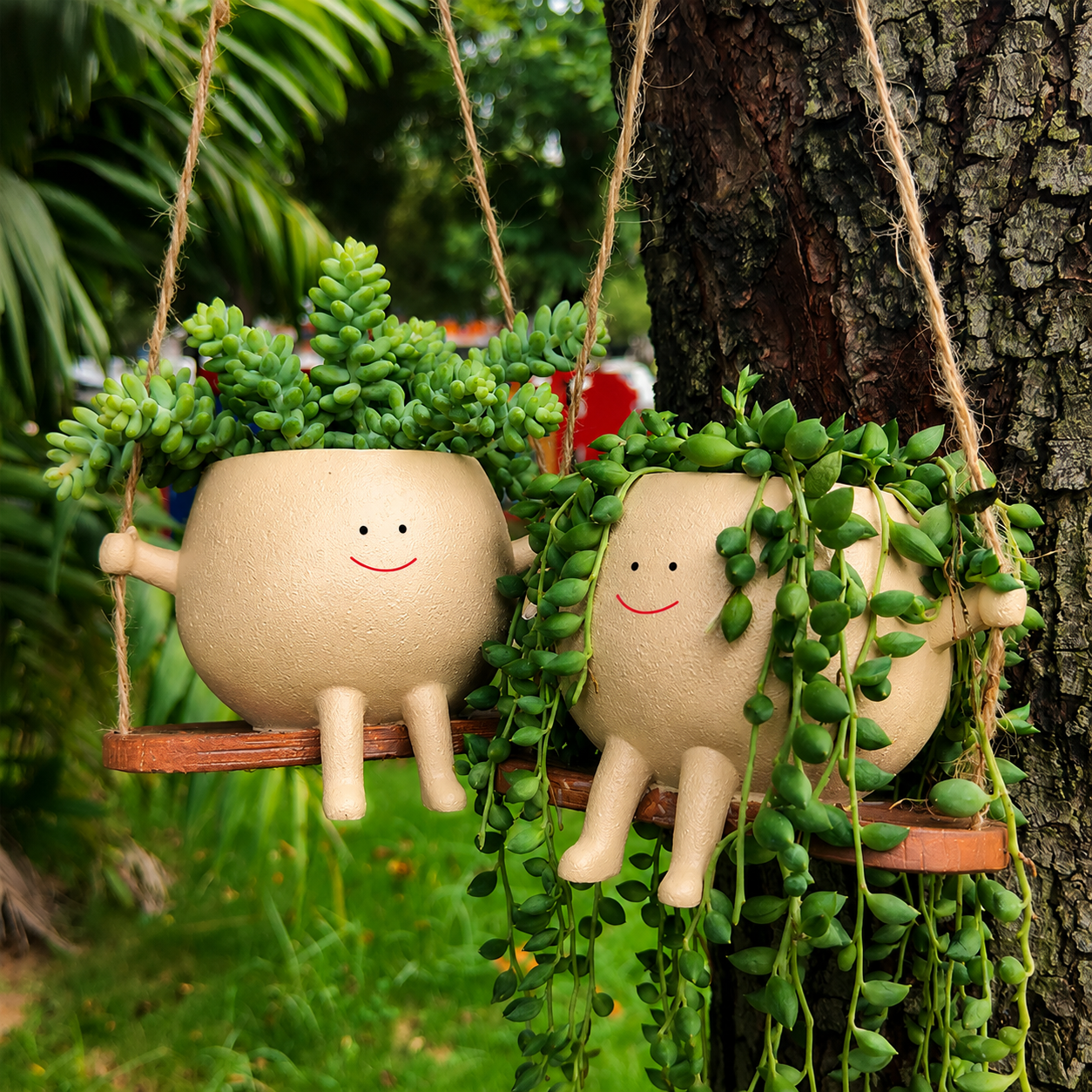 Smiley Face Hanging Planter Pot Rocking Chair Planter