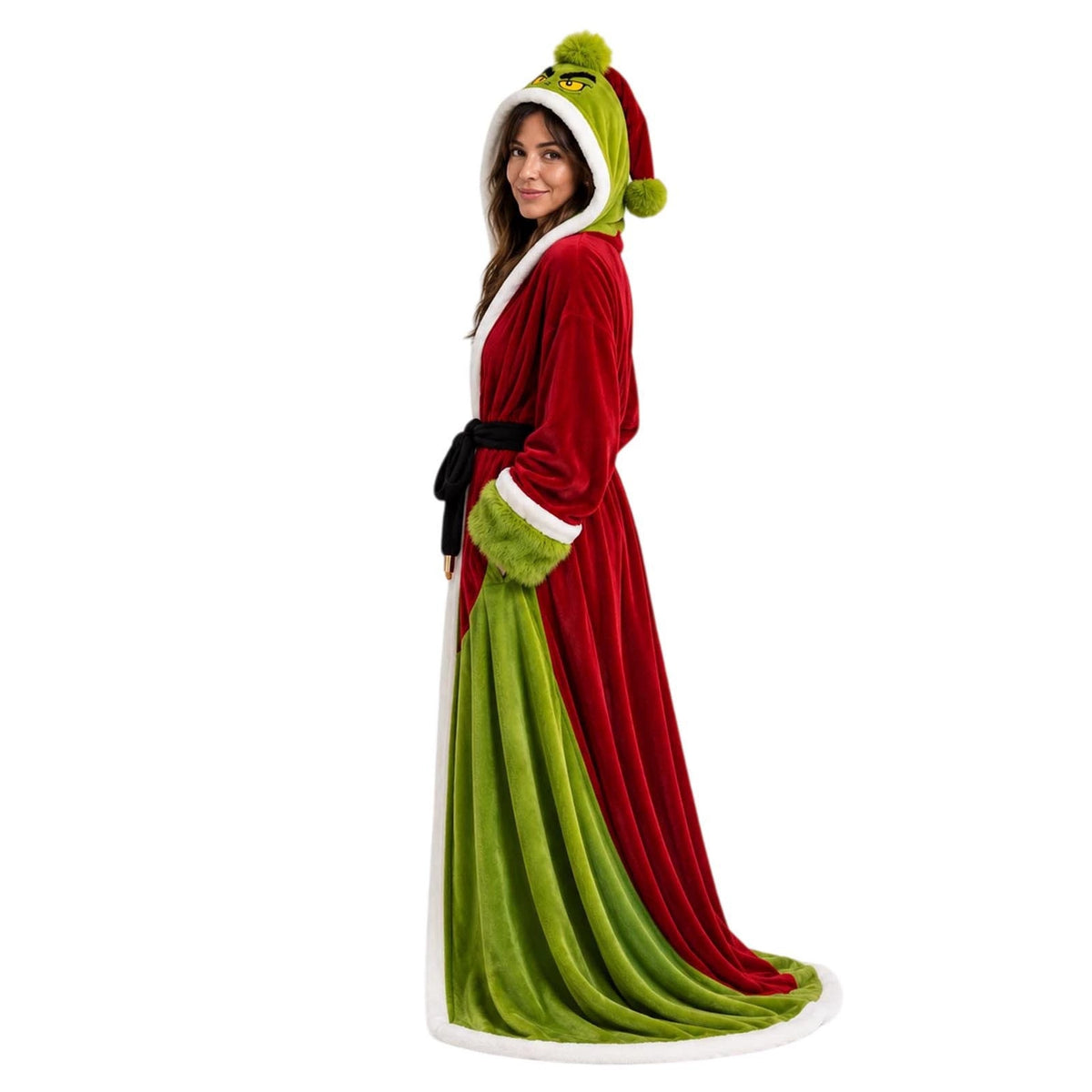 Heated Hooded Bathrobe with Remote Control & Sherpa Lining