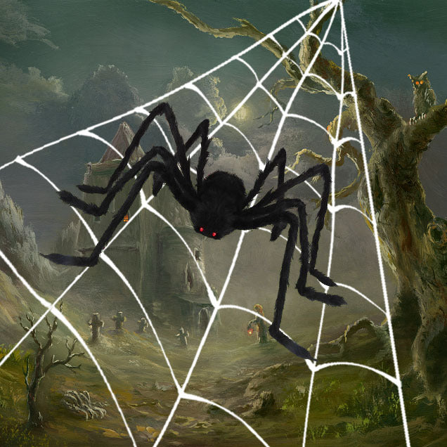 Halloween Fake Spider Web Decorations with Giant Spider