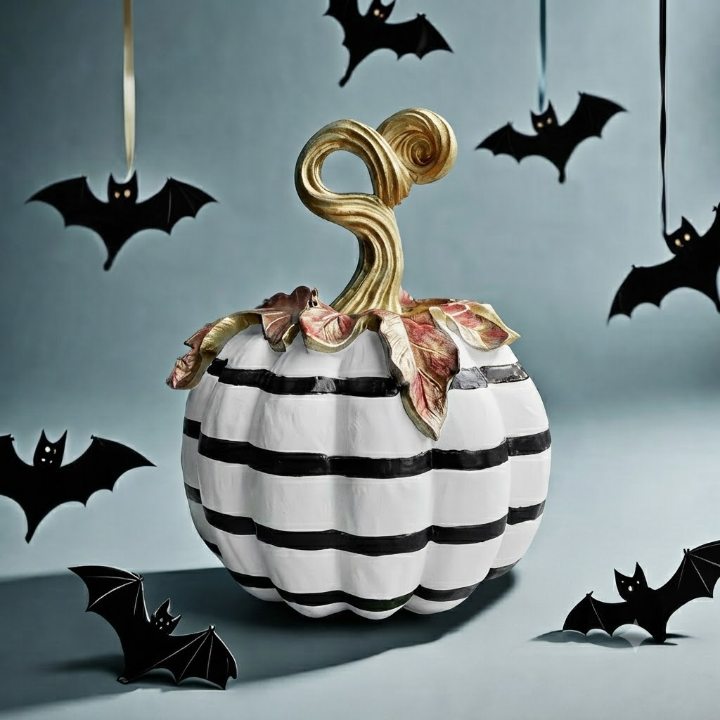 Pumpkin Decor Statue for Fall Halloween Tabletop Home Decoration