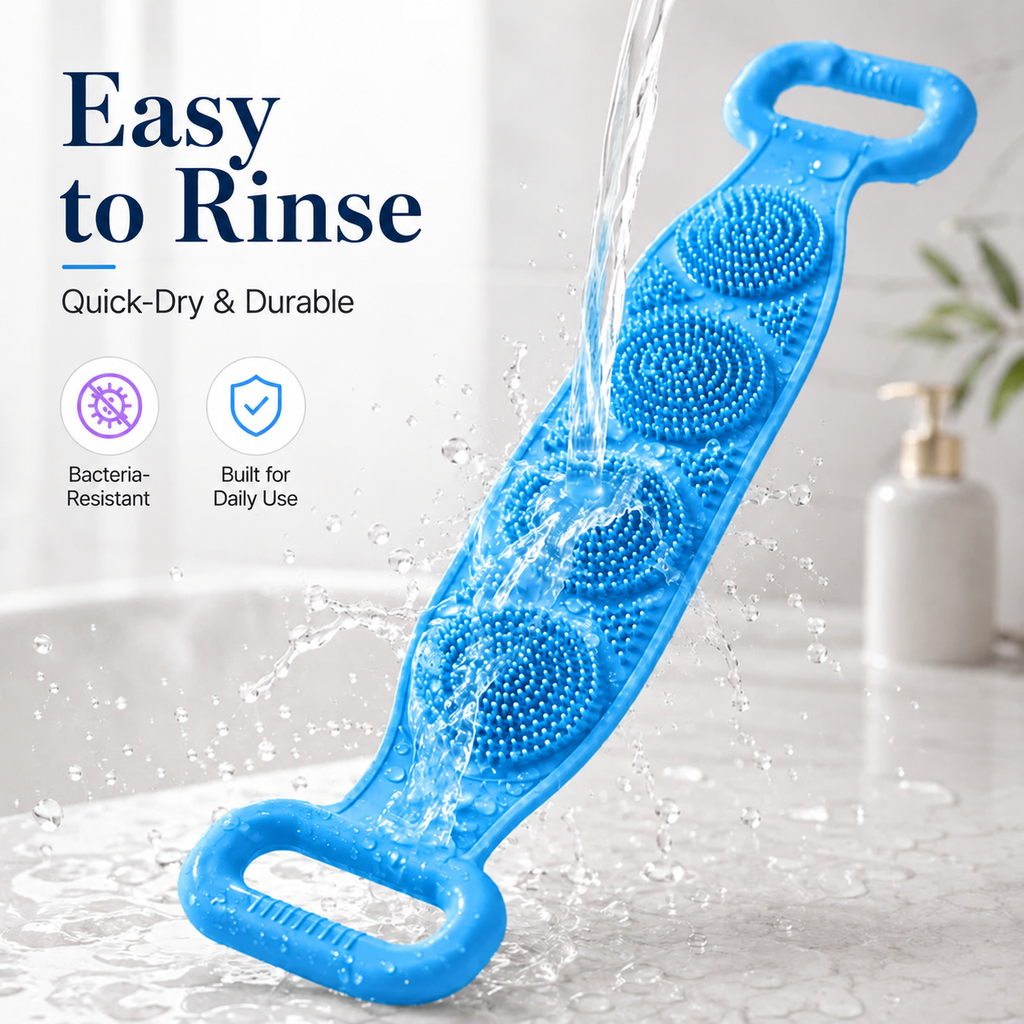 Silicone Back Scrubber with Easy-Grip Handles for Shower