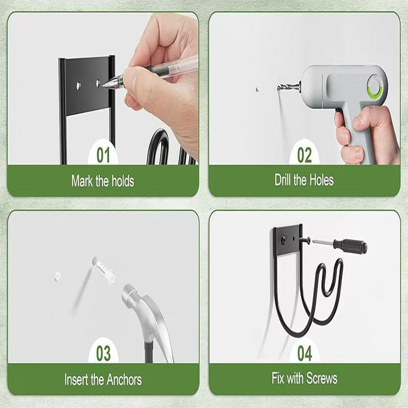 Wall Mounted Garden Hose Holder for Outdoor Hose Storage