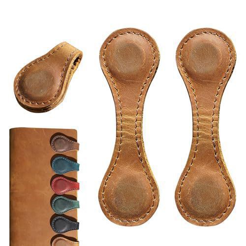 2 Pack Leather Magnetic Bookmarks for Books Journals Planners