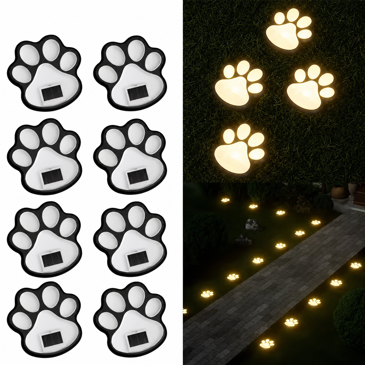 LED Solar Paw Print Light Waterproof for Garden Lawn Patio