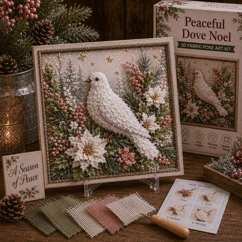 DIY 3D Christmas Fabric Poke Art Kit with Display Stand