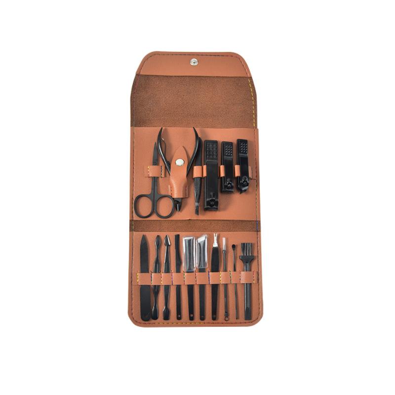 16 Piece Stainless Steel Nail Care Set with PU Leather Case