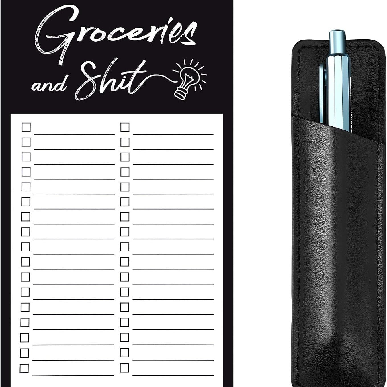 Magnetic Grocery List Notepad with Pen Holder for Fridge