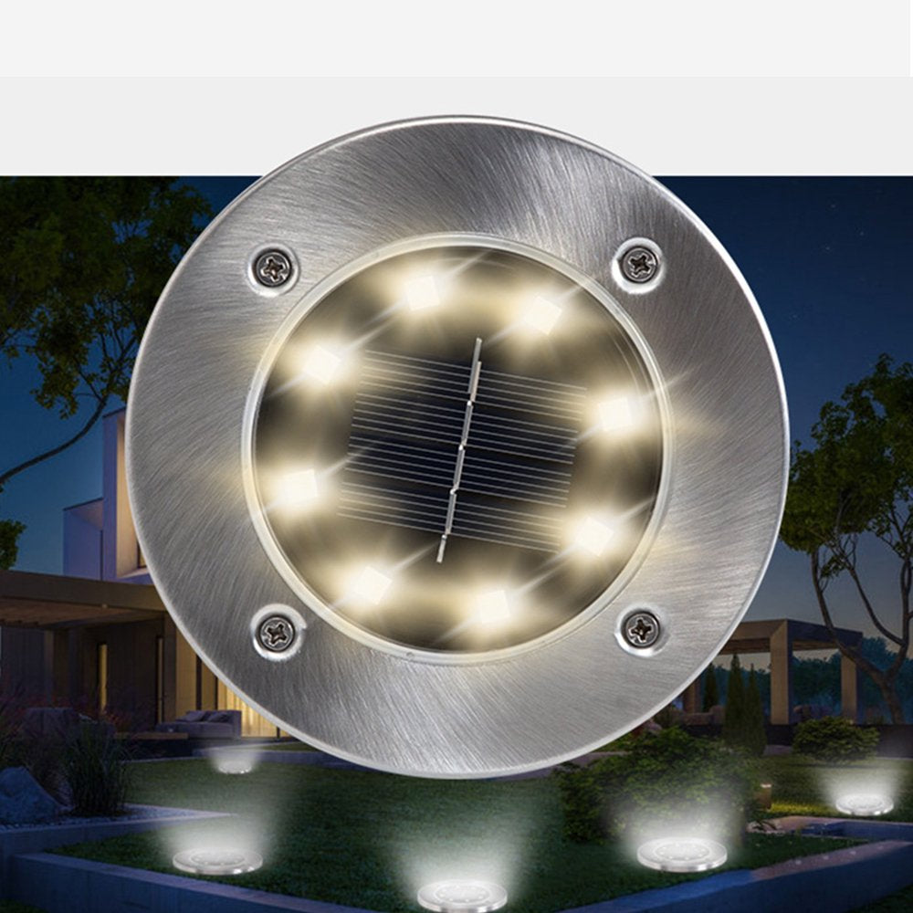 4 Pack Solar Ground Lights – 8 LED Waterproof Outdoor Solar Pathway & Garden Lights