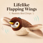 Plush bird toy demonstrating flapping wings and chirping play