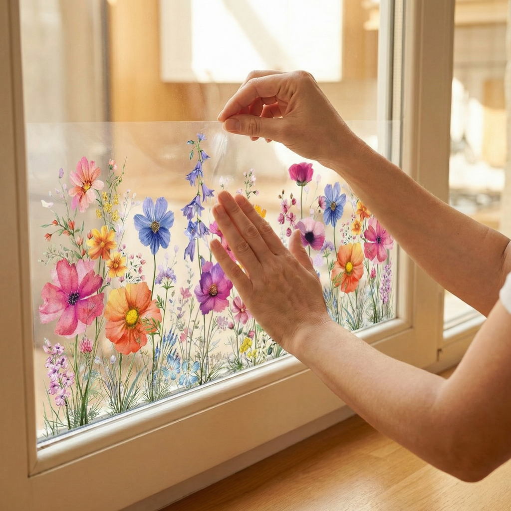 3 Pack Floral Window Clings for Glass, Removable Flower Window Stickers for Home Decor