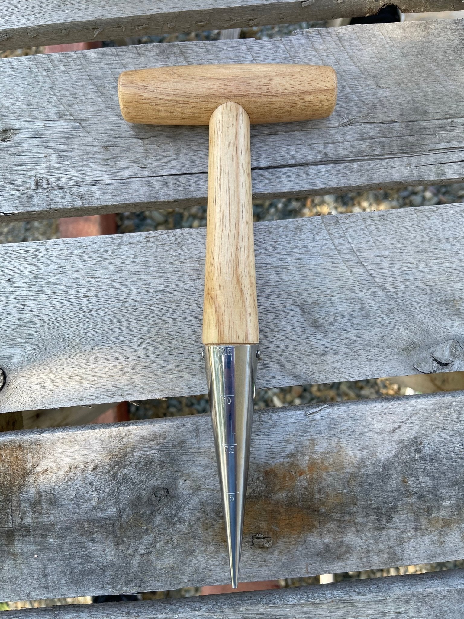 Garden Seed Dibber (Dibble) - Wood and Stainless Seed Planter