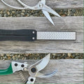 Garden Tool Sharpener – Diamond & Carbon Steel Paddle for Pruners, Clippers, Mower Blades