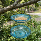 Vintage Dual-Tier Hanging Bird Feeder and Bird Bath for Outdoor Garden