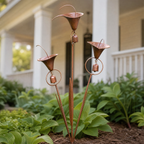 Copper Calla Lily Garden Stake with Bell Chimes, Outdoor Flower Decor