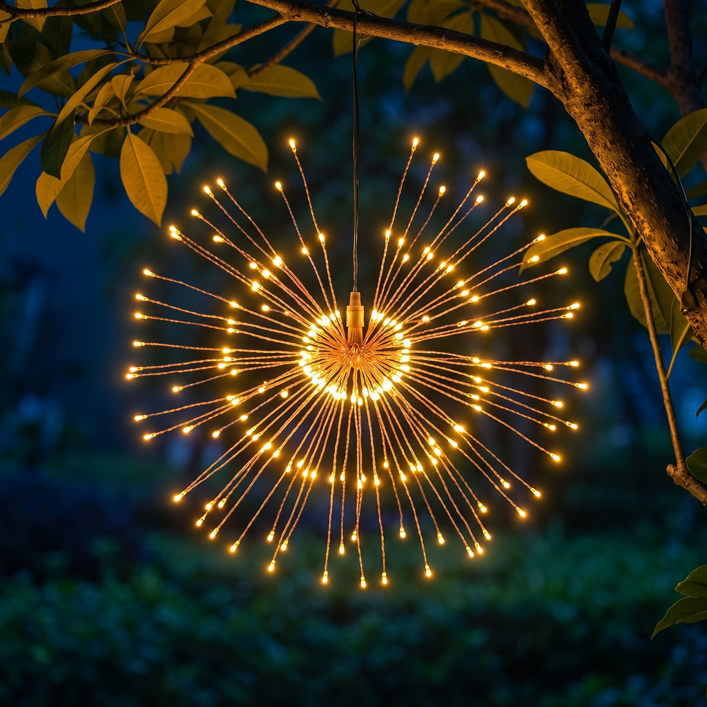 Solar Firework Lights Outdoor, Set of 4 Solar Garden Lights with 240 LEDs and Remote