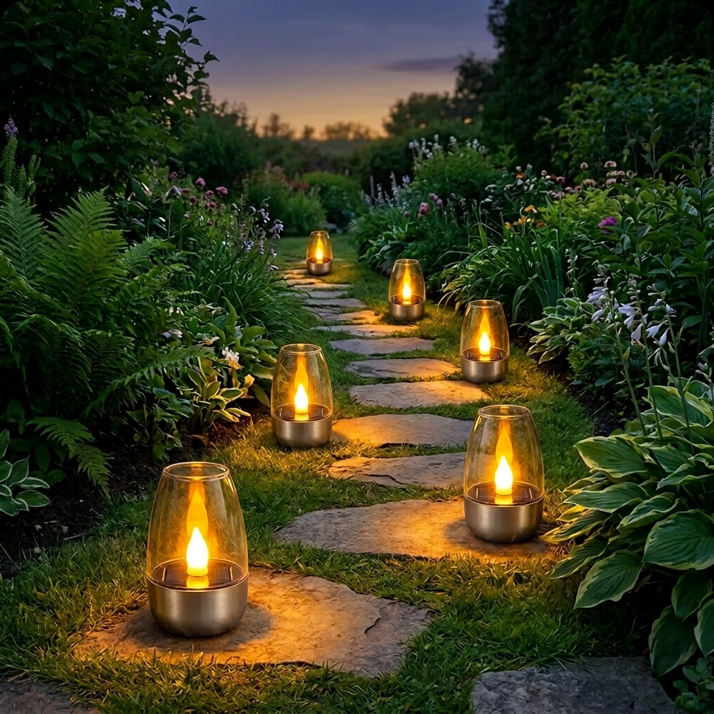 Solar Flickering Candle Light for Patio, Garden and Outdoor Decor
