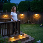 Decorative Solar Fence Lights with Warm Scallop Glow, 6 Pack