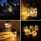 2 Pack Solar Mason Jar Lights with 20 LED Fairy String Lights & Hangers
