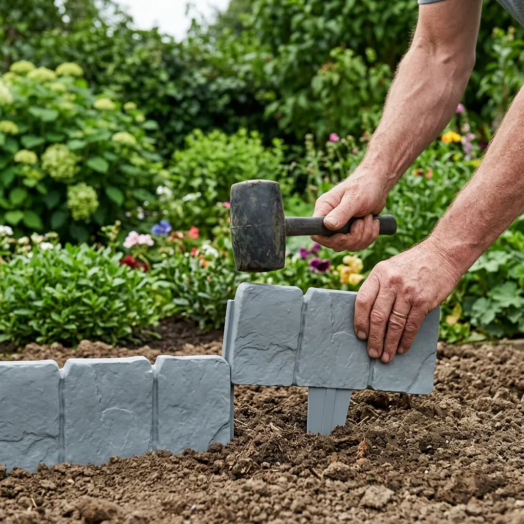 10-Pack Faux Stone Garden Edging Border for Landscaping