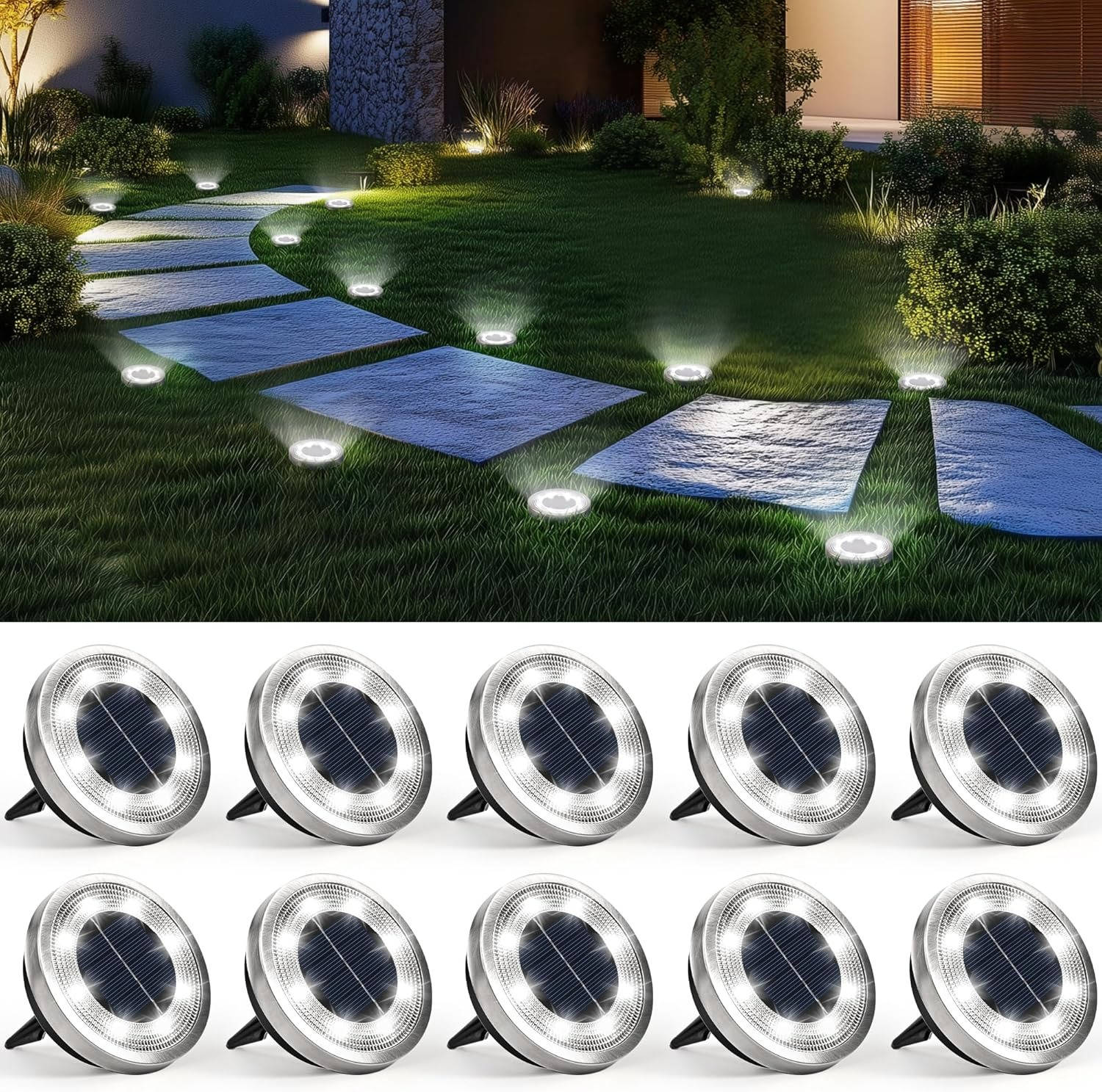Solar Ground Lights Outdoor Waterproof Solar Powered Pathway Lights