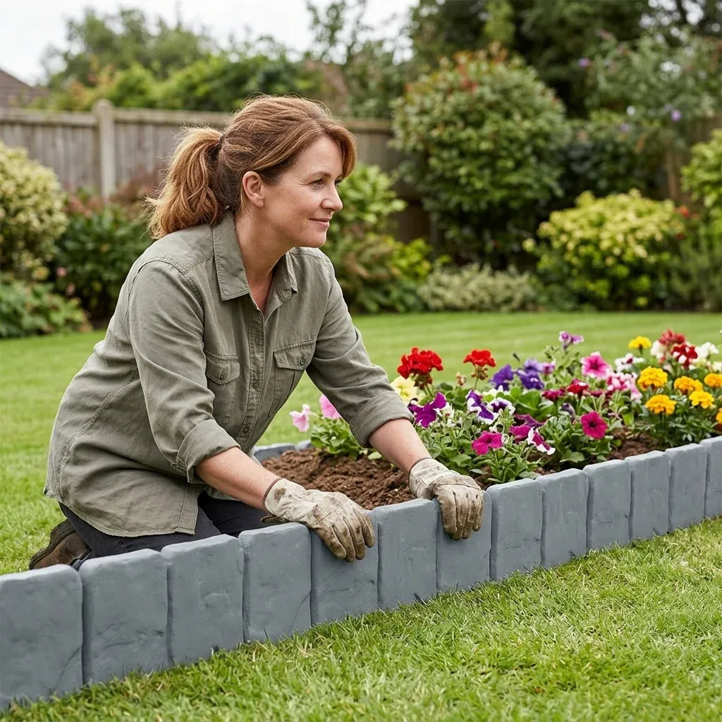 10-Pack Faux Stone Garden Edging Border for Landscaping