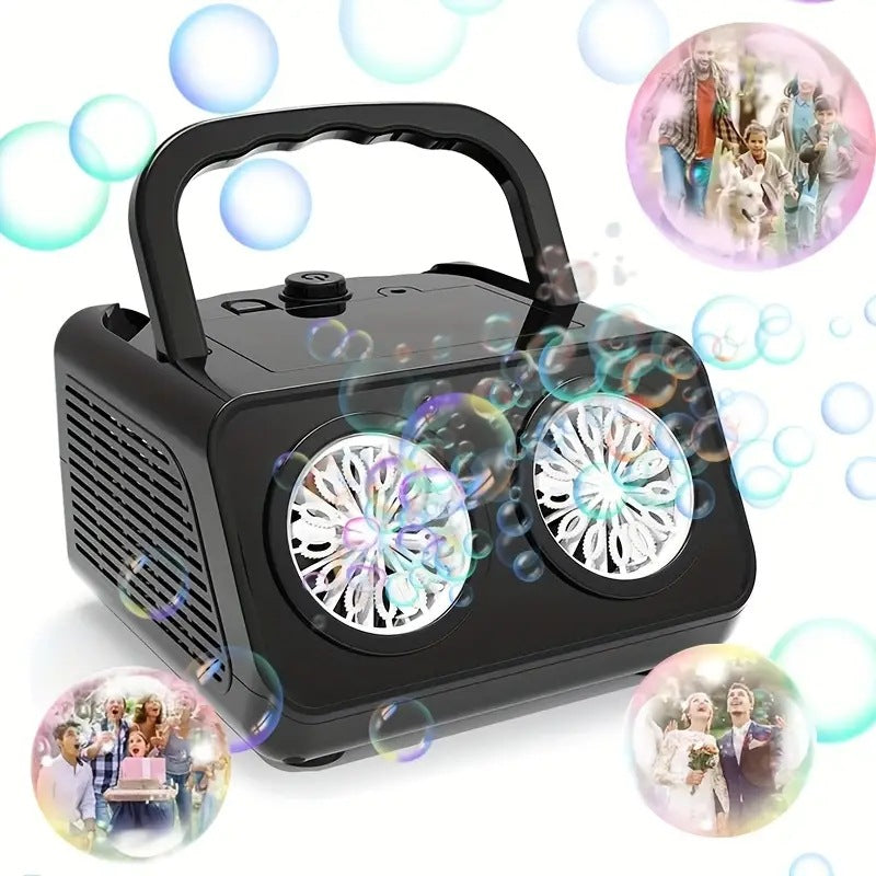 LED multi-hole bubble machine with bubbles for parties and events