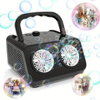 LED multi-hole bubble machine with bubbles for parties and events