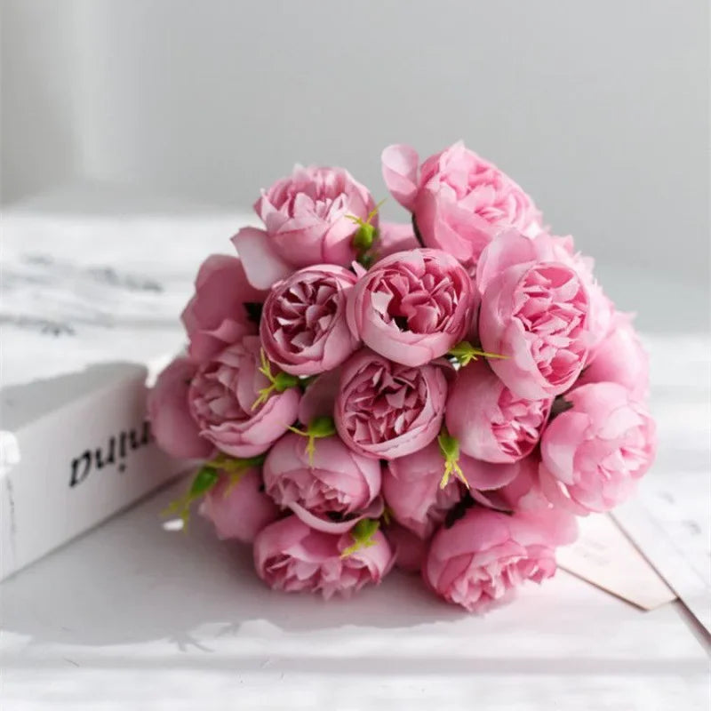 Lifelike Silk Peony Flower Bouquet for Home Decor & Weddings