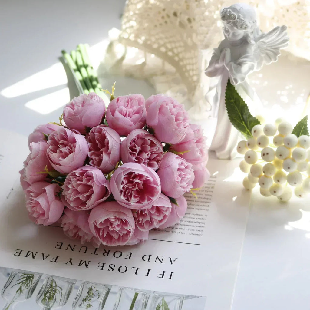 Lifelike Silk Peony Flower Bouquet for Home Decor & Weddings