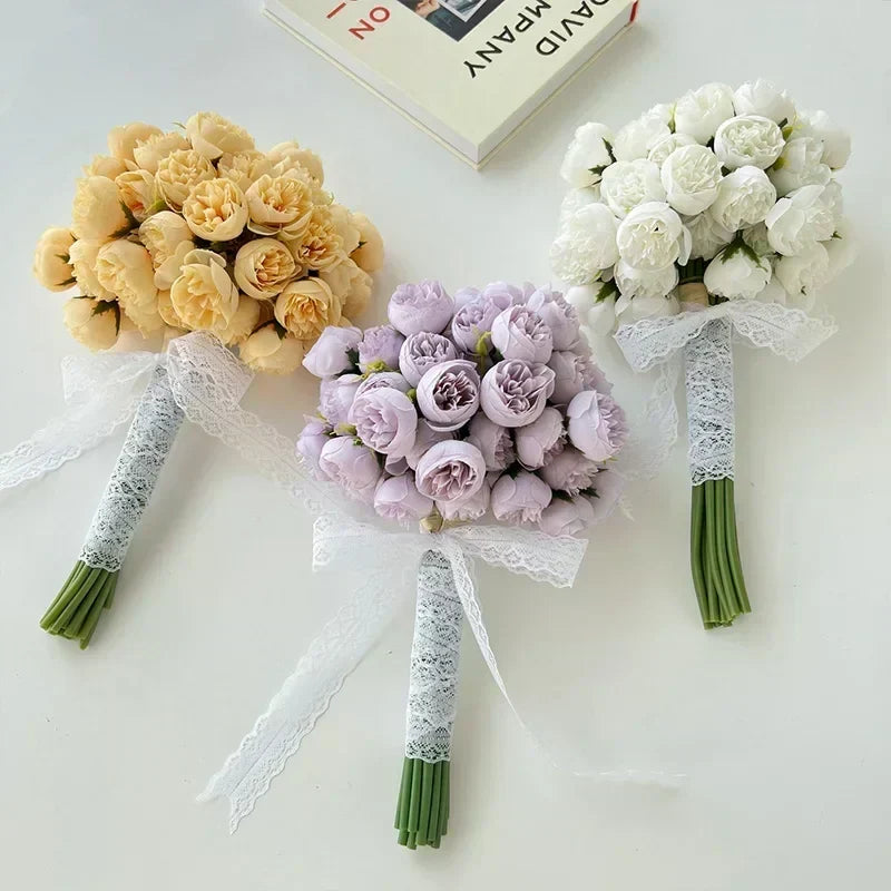 Lifelike Silk Peony Flower Bouquet for Home Decor & Weddings