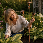 Copper Calla Lily Garden Stake with Bell Chimes, Outdoor Flower Decor