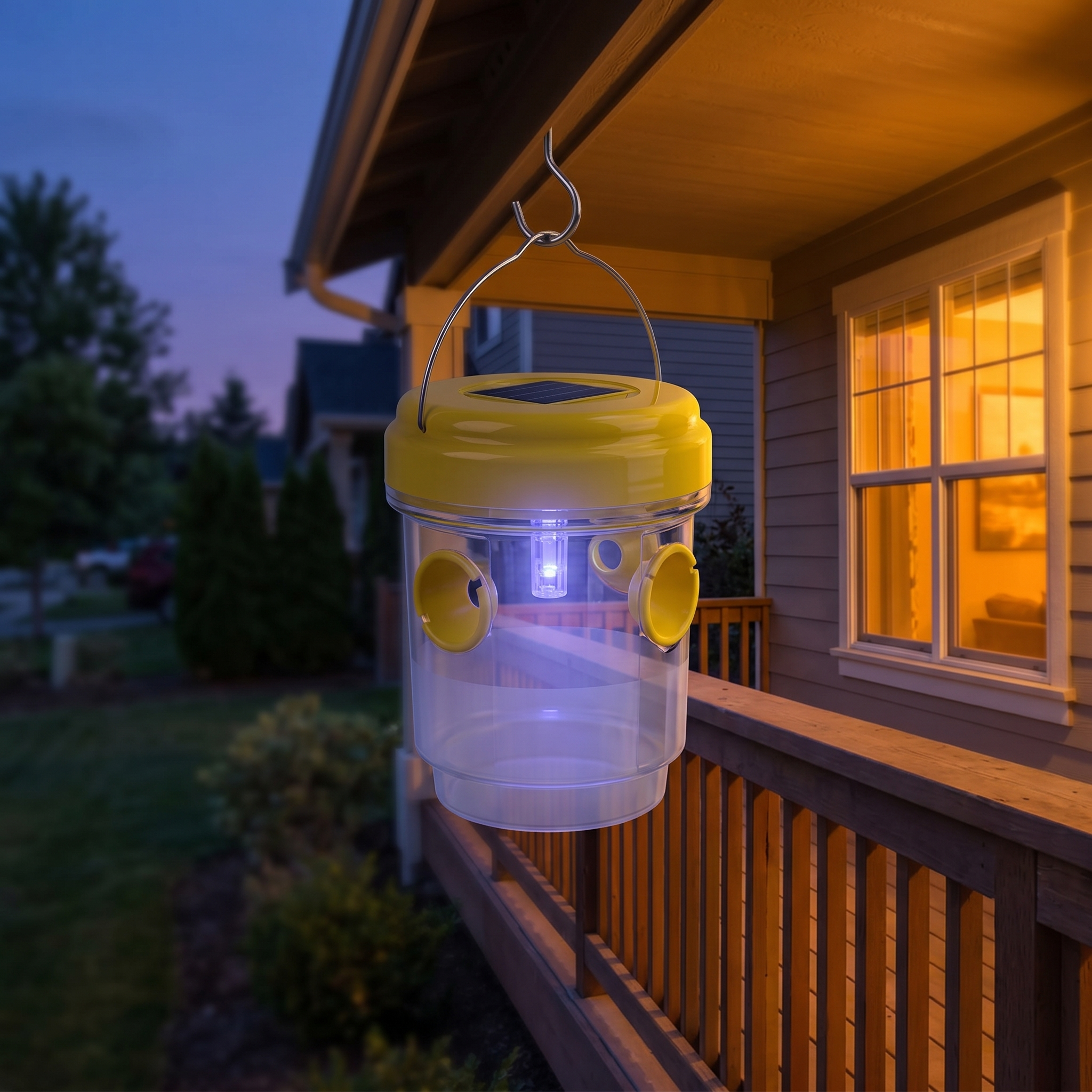 Solar Wasp Trap with LED, 2 Pack Hanging Outdoor Insect Trap for Garden