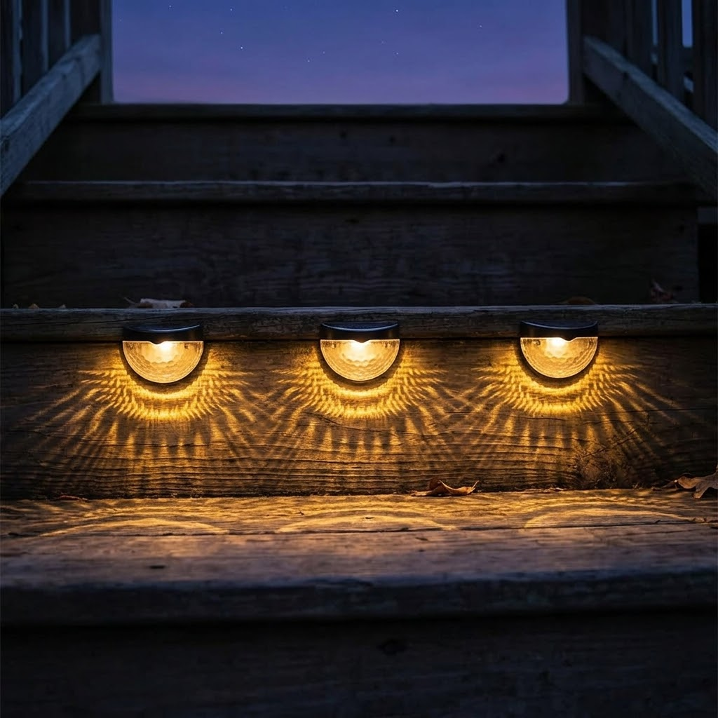 Decorative Solar Fence Lights with Warm Scallop Glow, 6 Pack