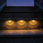Decorative Solar Fence Lights with Warm Scallop Glow, 6 Pack