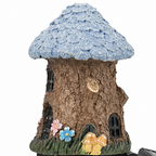 Solar Fairy Cottage Garden Stake Light with Warm LED & Hand-Sculpted Resin