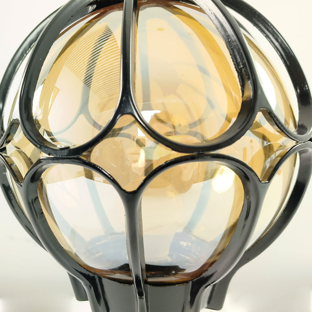 Outdoor Globe Pillar Light, Retro Glass Globe Post Lamp for Garden and Pathway