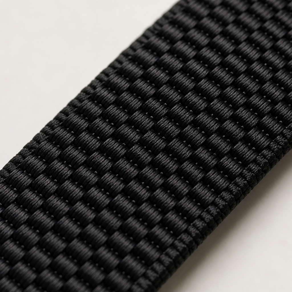 Close-up of 1.5 inch wide woven straps on men's belt loop suspenders