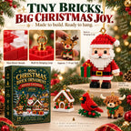 Close-up of Santa and other mini brick ornament details