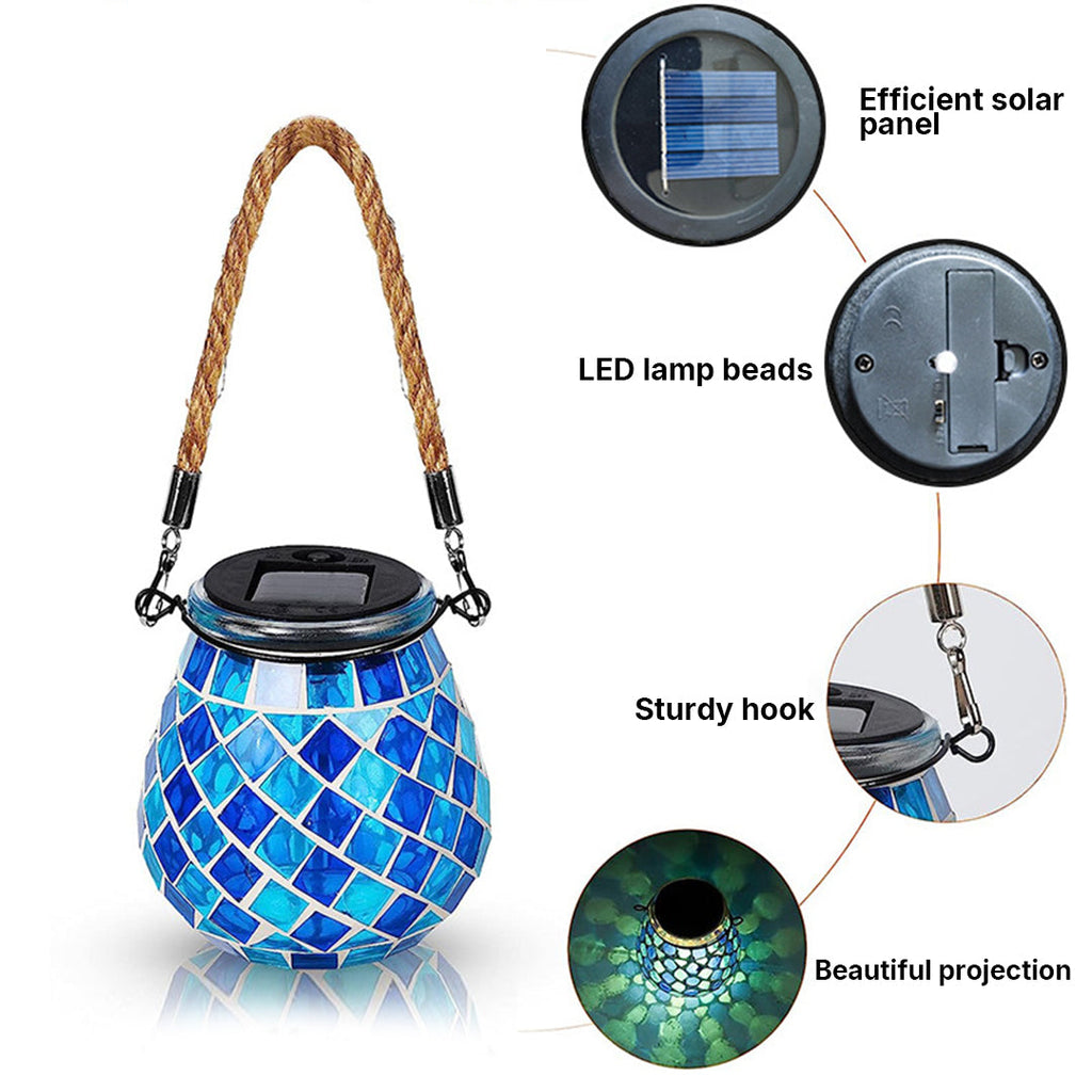 Solar Stained Glass Garden Light, Colorful Mosaic Outdoor Landscape Lamp