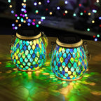 Solar Stained Glass Garden Light, Colorful Mosaic Outdoor Landscape Lamp