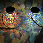 Solar Stained Glass Garden Light, Colorful Mosaic Outdoor Landscape Lamp