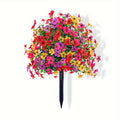 Multicolor artificial flower stake with red, pink, purple and yellow blooms
