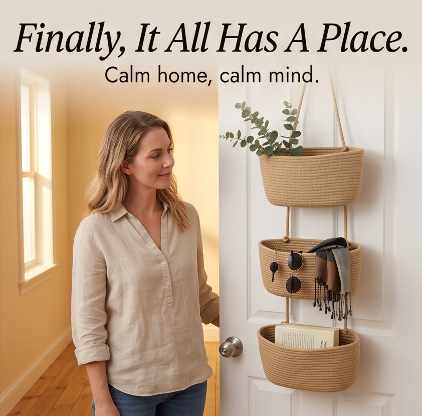3-Tier Hanging Storage Basket for Door, No Drill Over Door Organizer