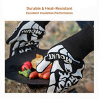 Heat Resistant BBQ Gloves with Long Cuff, Non-Slip Grilling Gloves