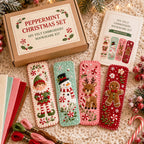 Peppermint bookmark set with pink felt thread and packaging
