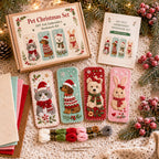 Pet Christmas bookmark kit with finished designs and craft materials