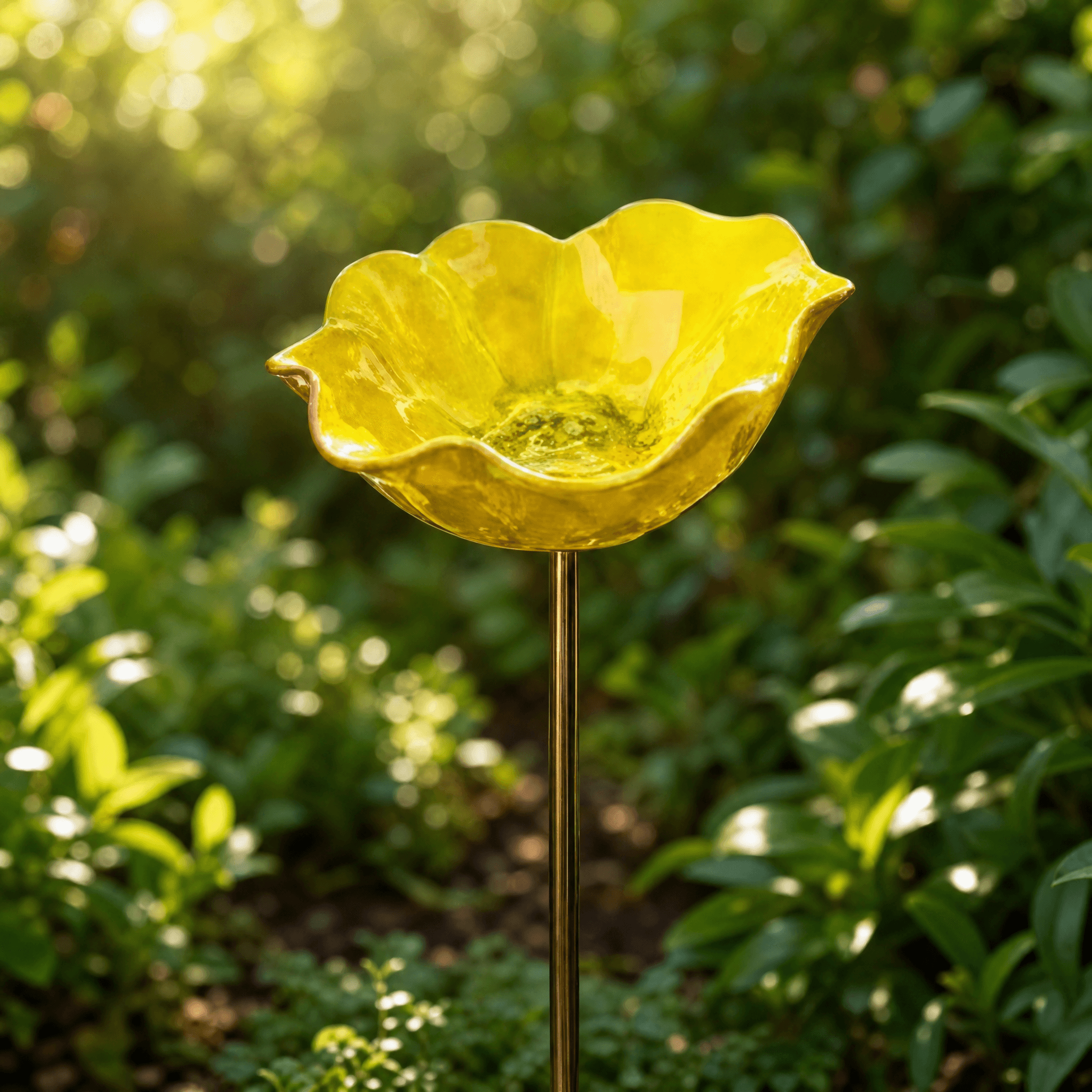 Handcrafted Flower Bird Bath Garden Stake for Outdoor Decor