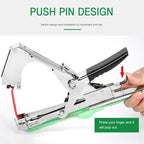 Plant tying machine with easy staple installation design for garden plant support