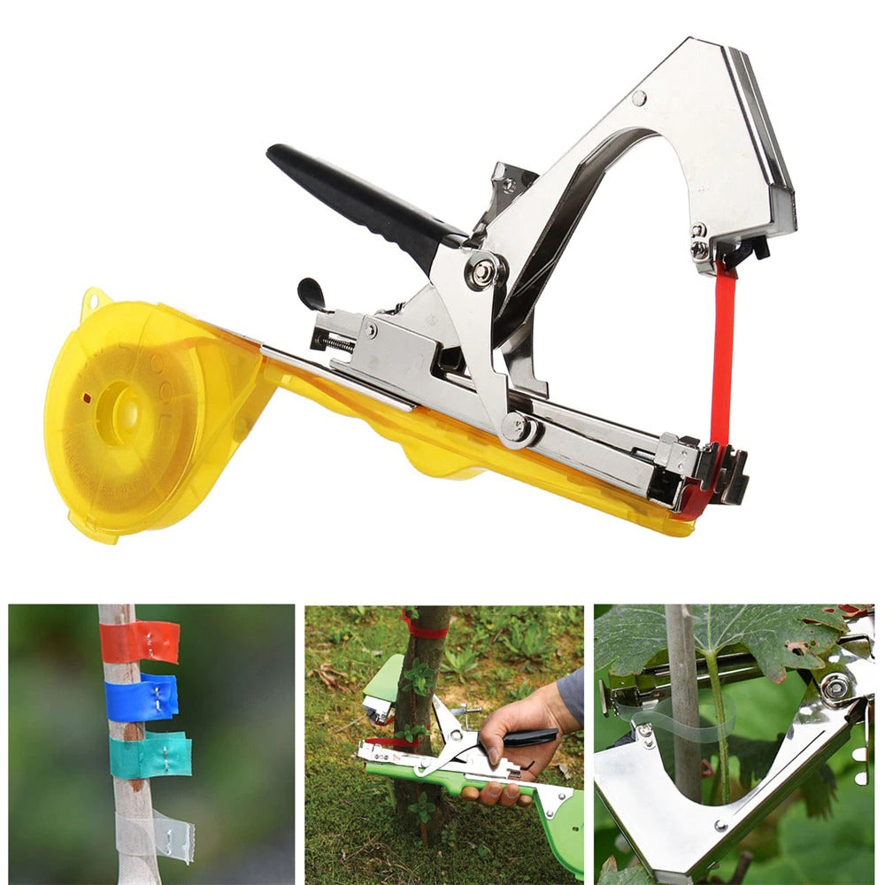 Plant tying machine for tomatoes vines and vegetable plants using tape support