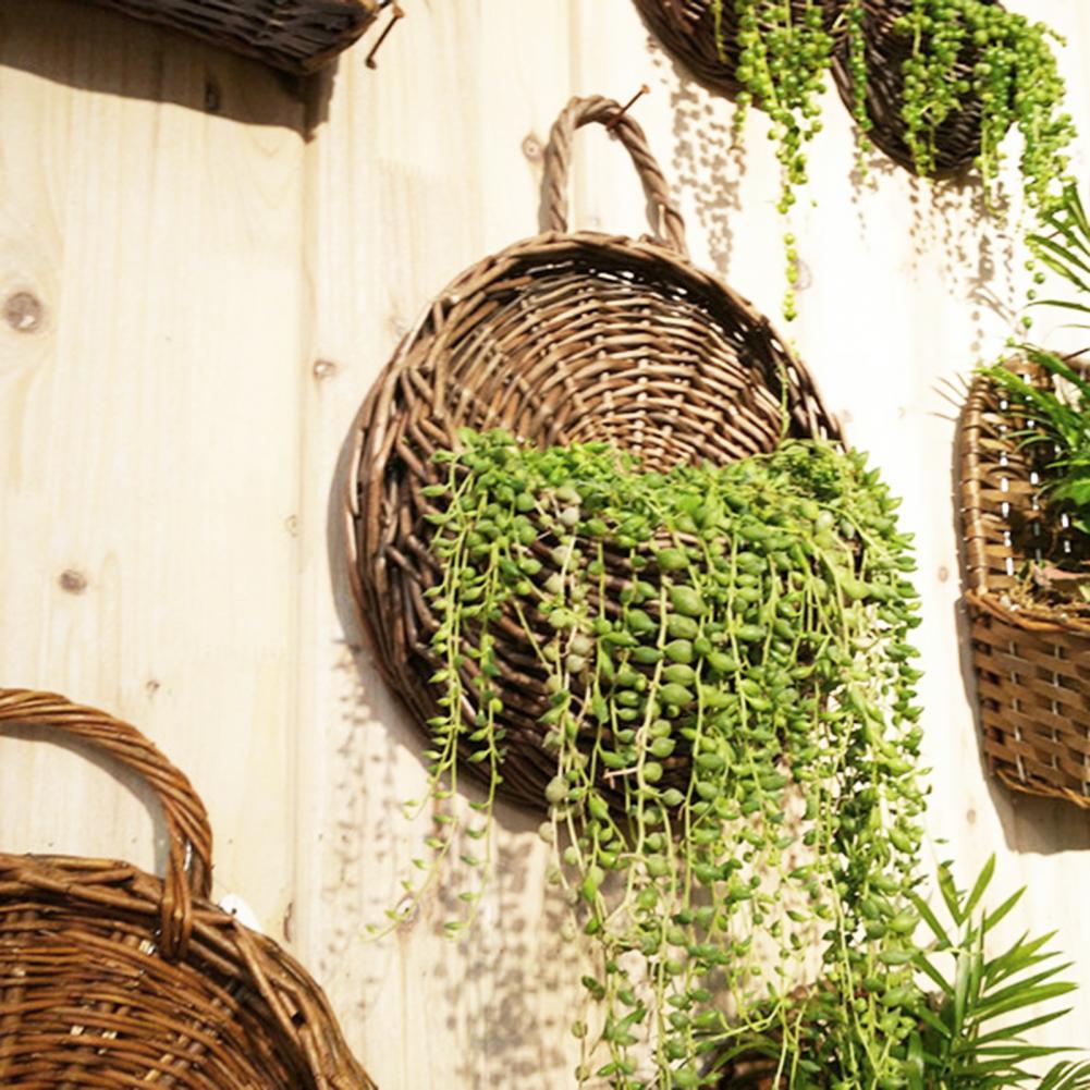 Handwoven Rattan Hanging Wall Planter for Indoor and Outdoor Decor